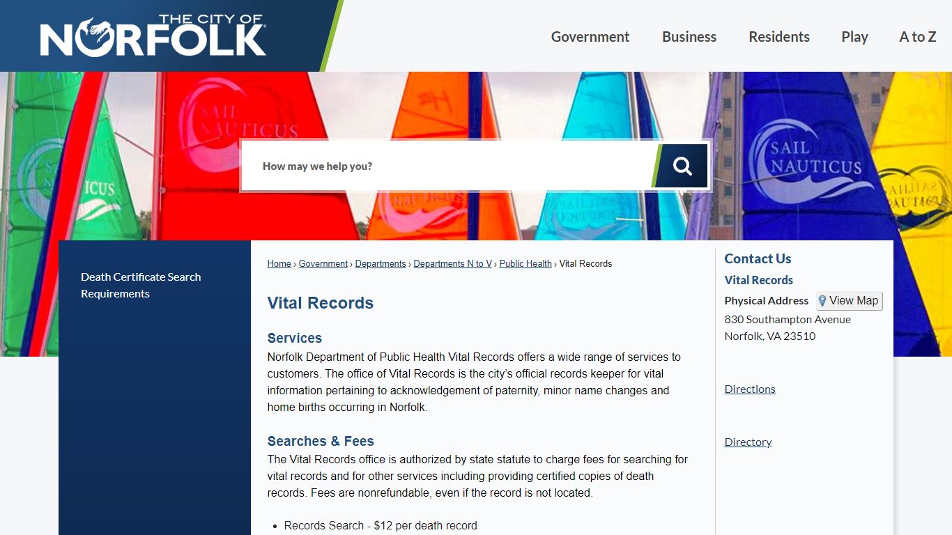 Vital Records | City of Norfolk, Virginia - Official Website